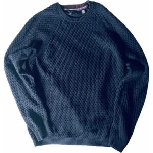 Ted Baker London Navy Blue Waffle Knit Crew Neck Long Sleeve Sweater Mens Size 4